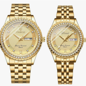 FANMIS His and Hers Couples Watches for Men and Women Stainless Steel Pair Watch Business Waterproof Quartz Analog Watch Valentines Day Gifts for Lover